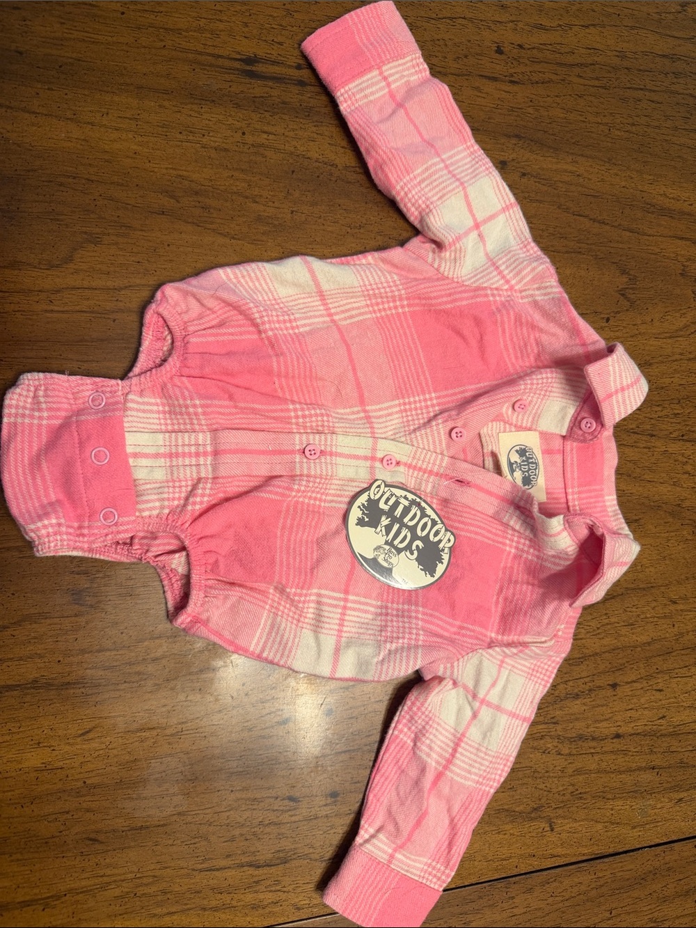3-6 M Outdoor Kids Pink Plaid Baby Onesie
